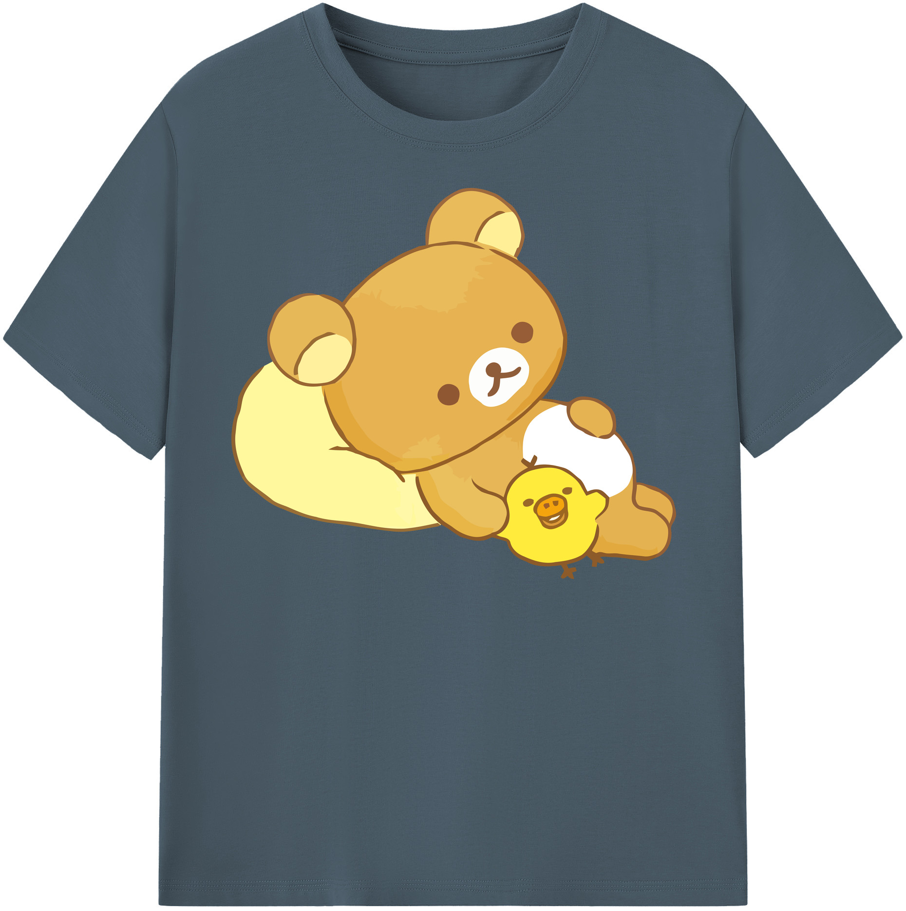 （画像用） リラックマ リラックマ キイロイトリ Rilakkuma Korilakkuma Kiiroitori 綿100％半袖Tシャツ（フロントプリント）